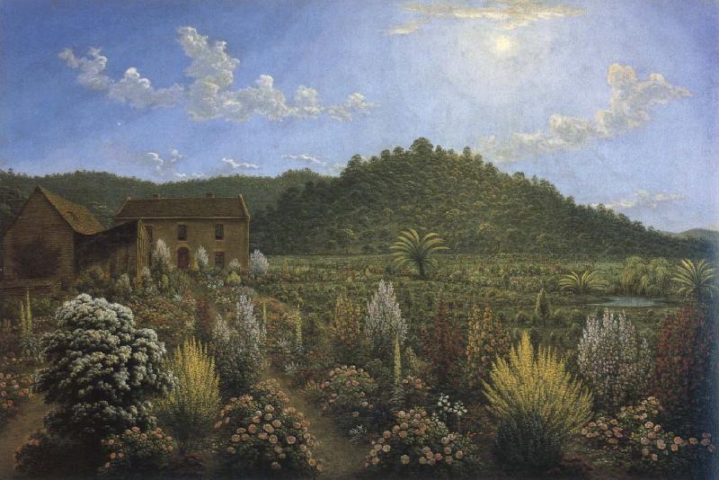 John glover a view of the artist s house and garden in mills plains,van diemen s land oil painting image